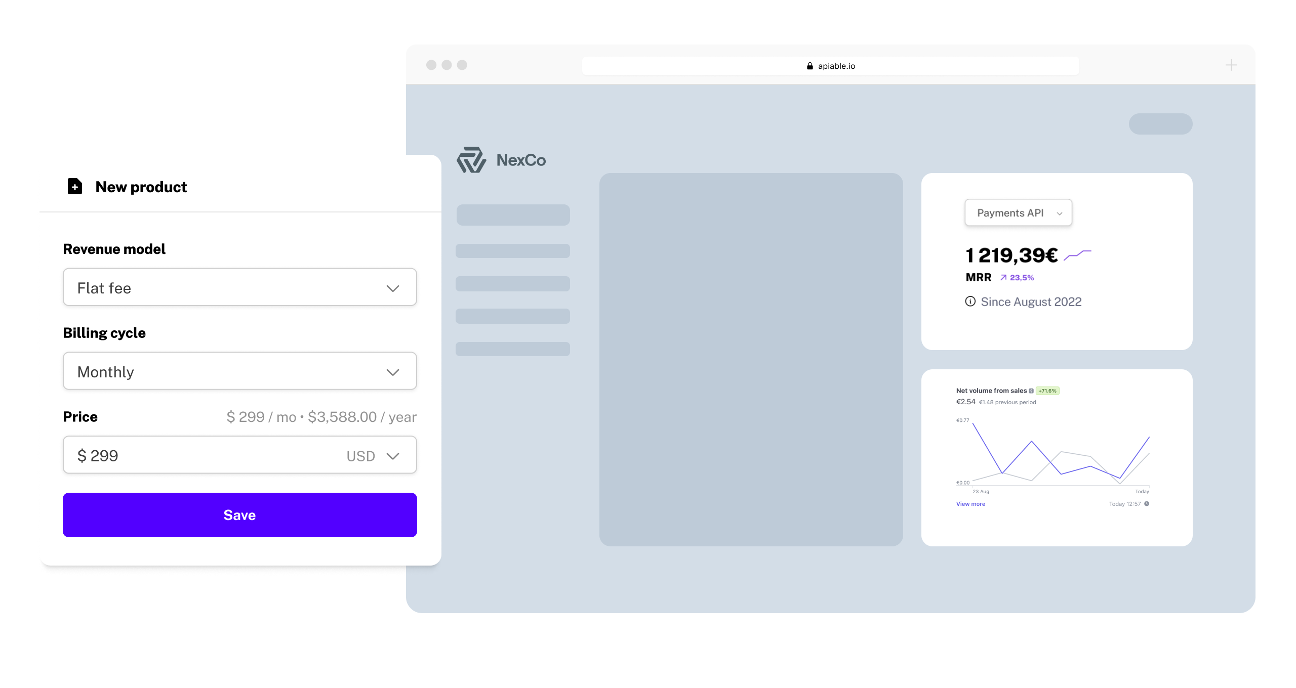 API monetization configuration dashboard